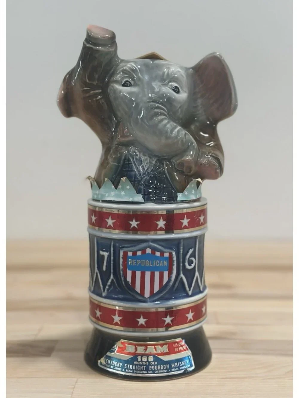 Jim Beam 1976 Bicentennial Political Republican Elephant Whiskey Decanter Empty